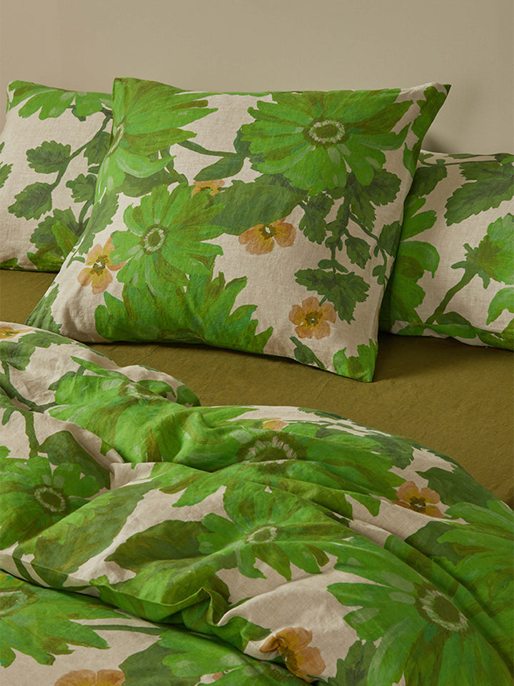Marigold Leaf Linen European Pillowcases