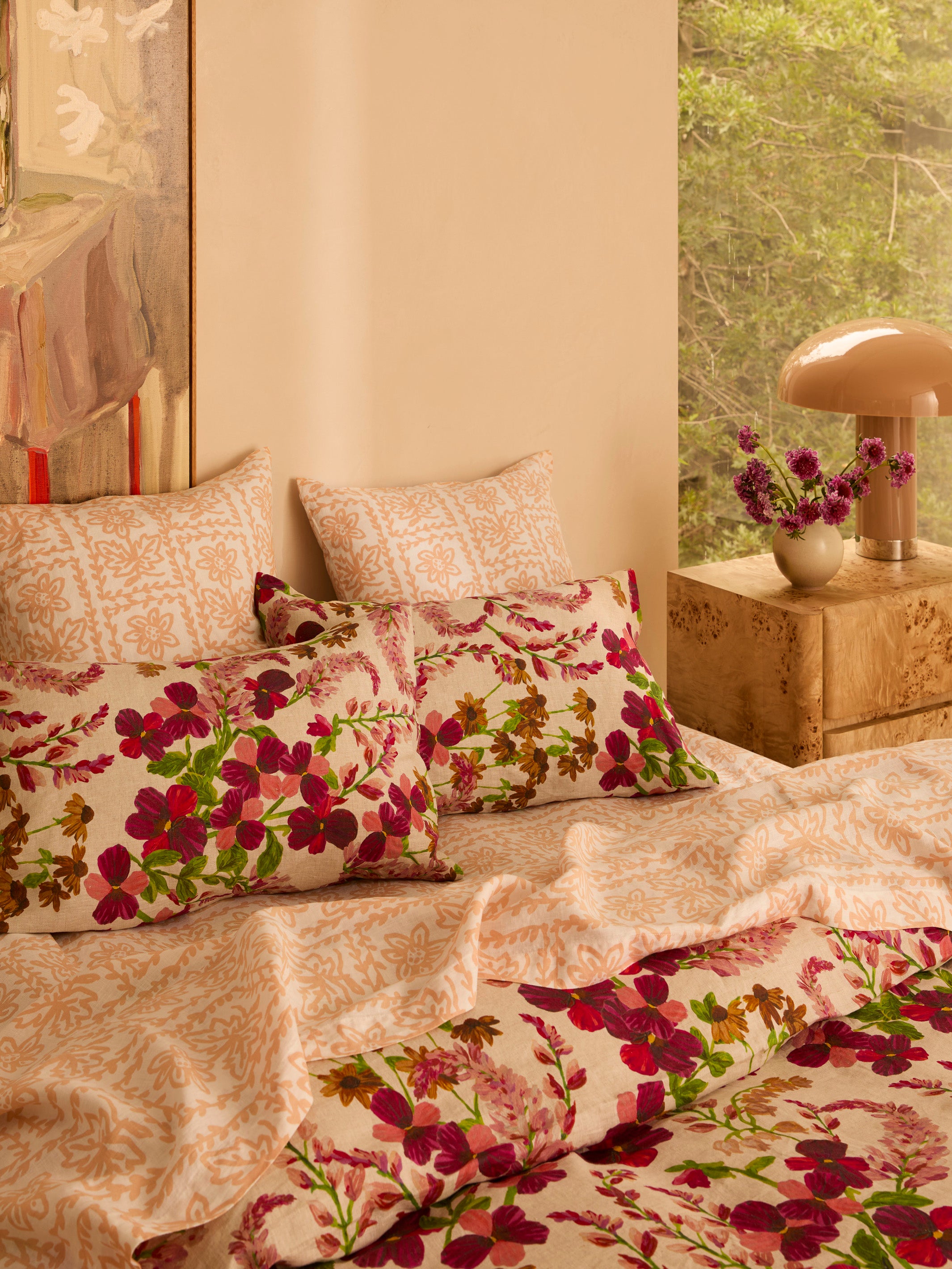 Daisy Buff Linen European Pillowcases
