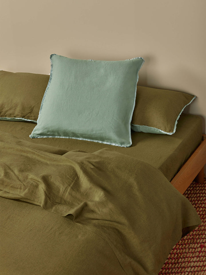 Sage & Khaki Linen European Pillowcases