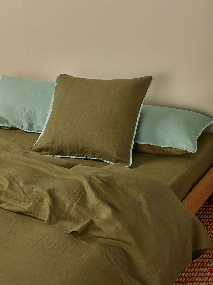 Sage & Khaki Linen European Pillowcases