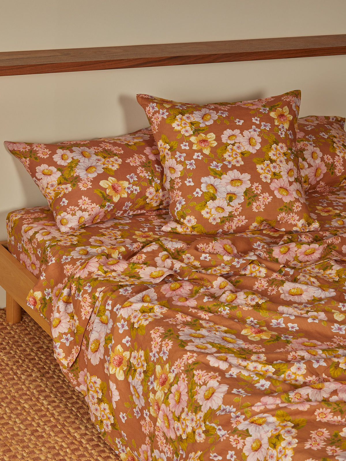 Buttercup Rust Linen European Pillowcases