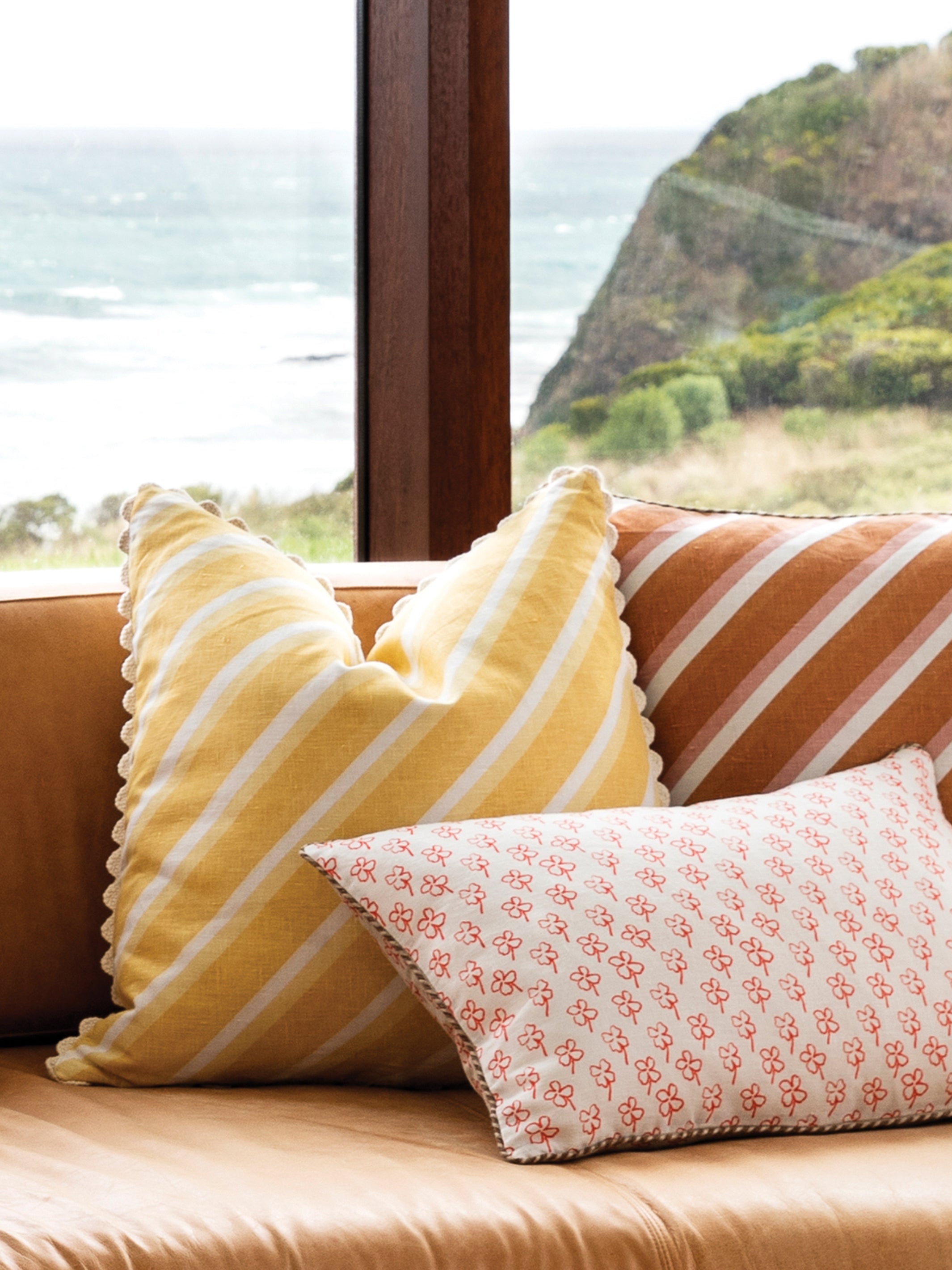 Dina Stripe Vanilla 60cm Cushion - Almost Perfect