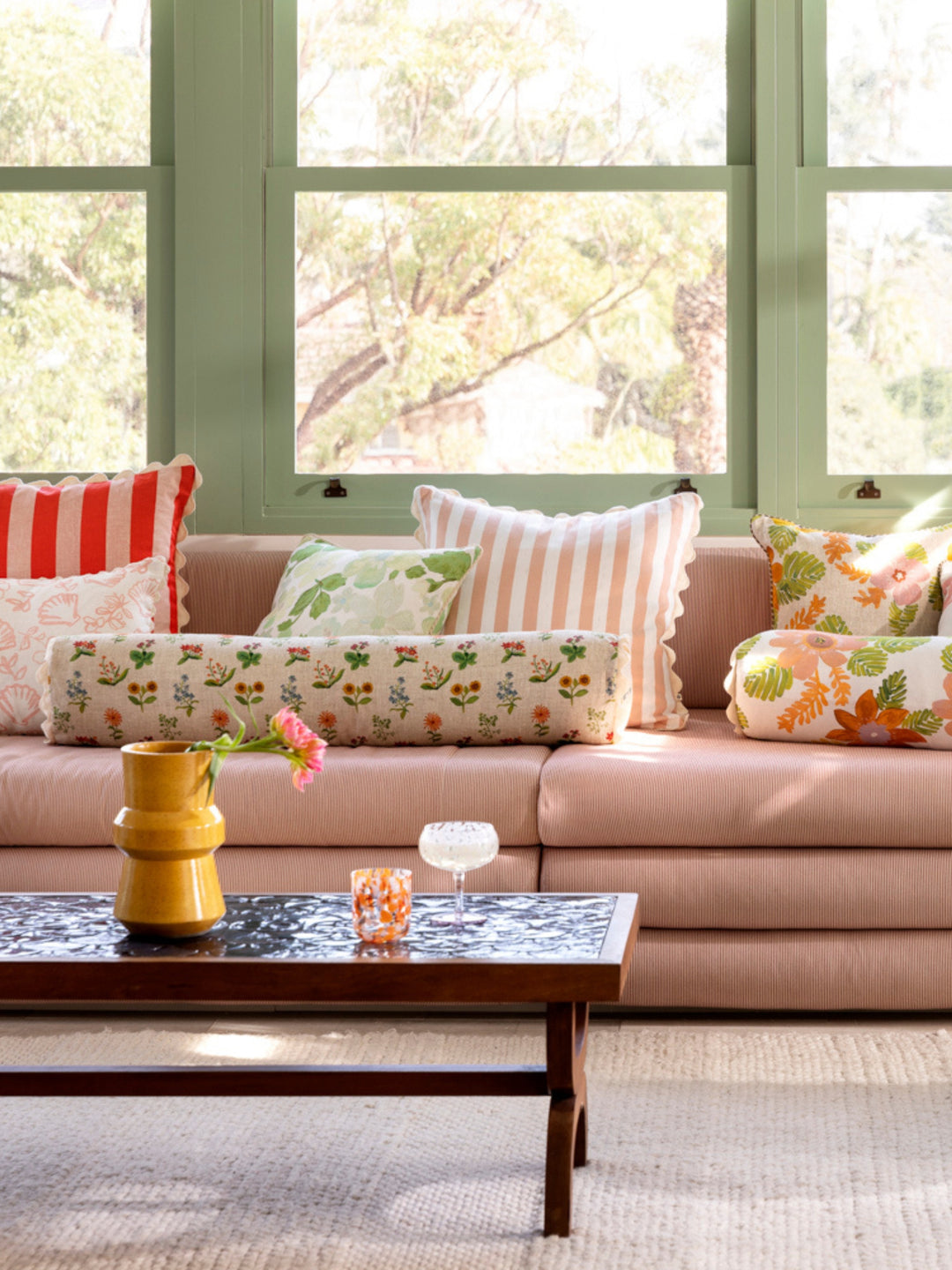 Woven Stripe Pink Cushion - Almost Perfect