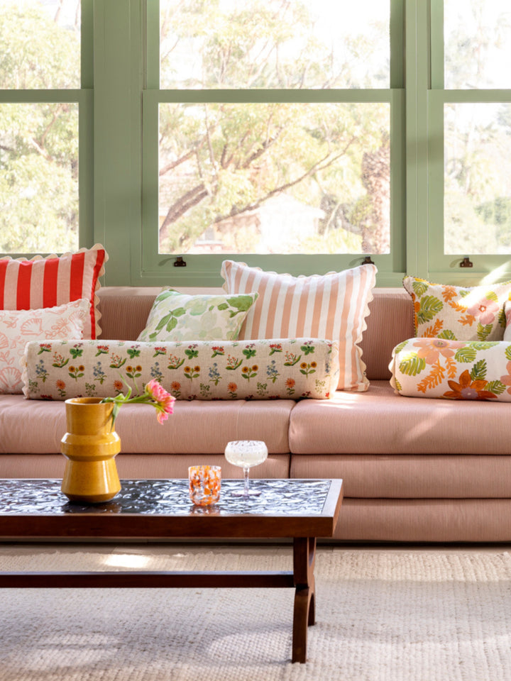 Woven Stripe Pink Cushion - Almost Perfect