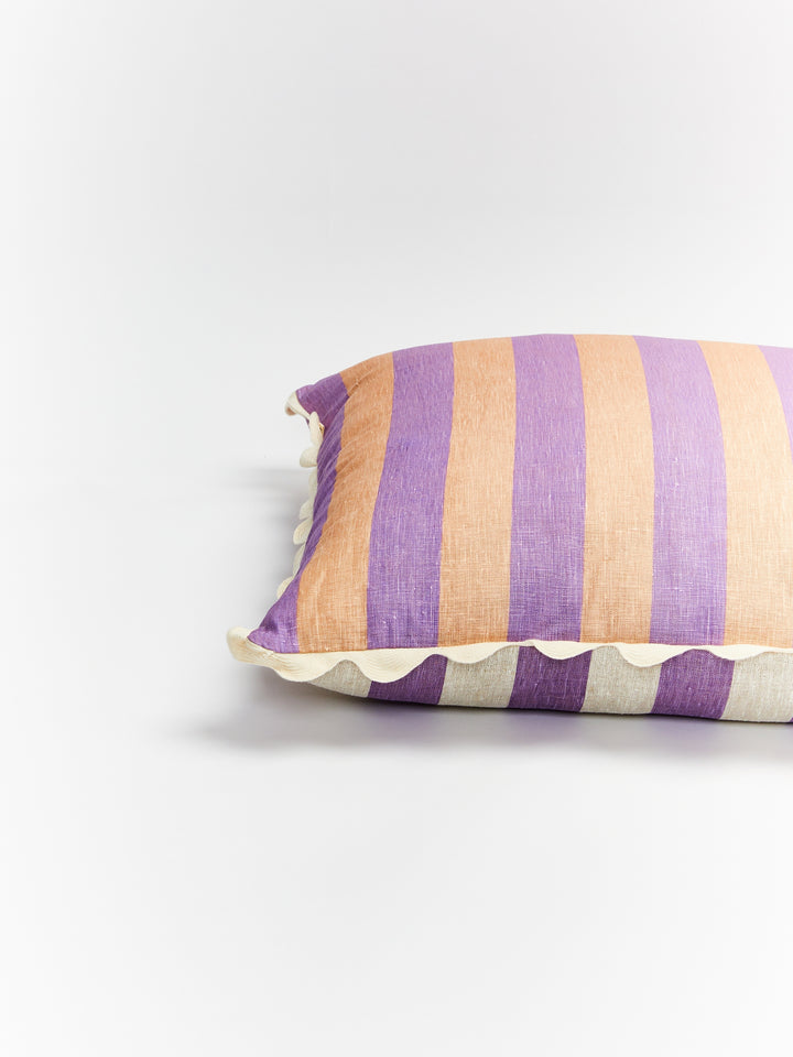 Bold Stripe Lilac Peach Cushion