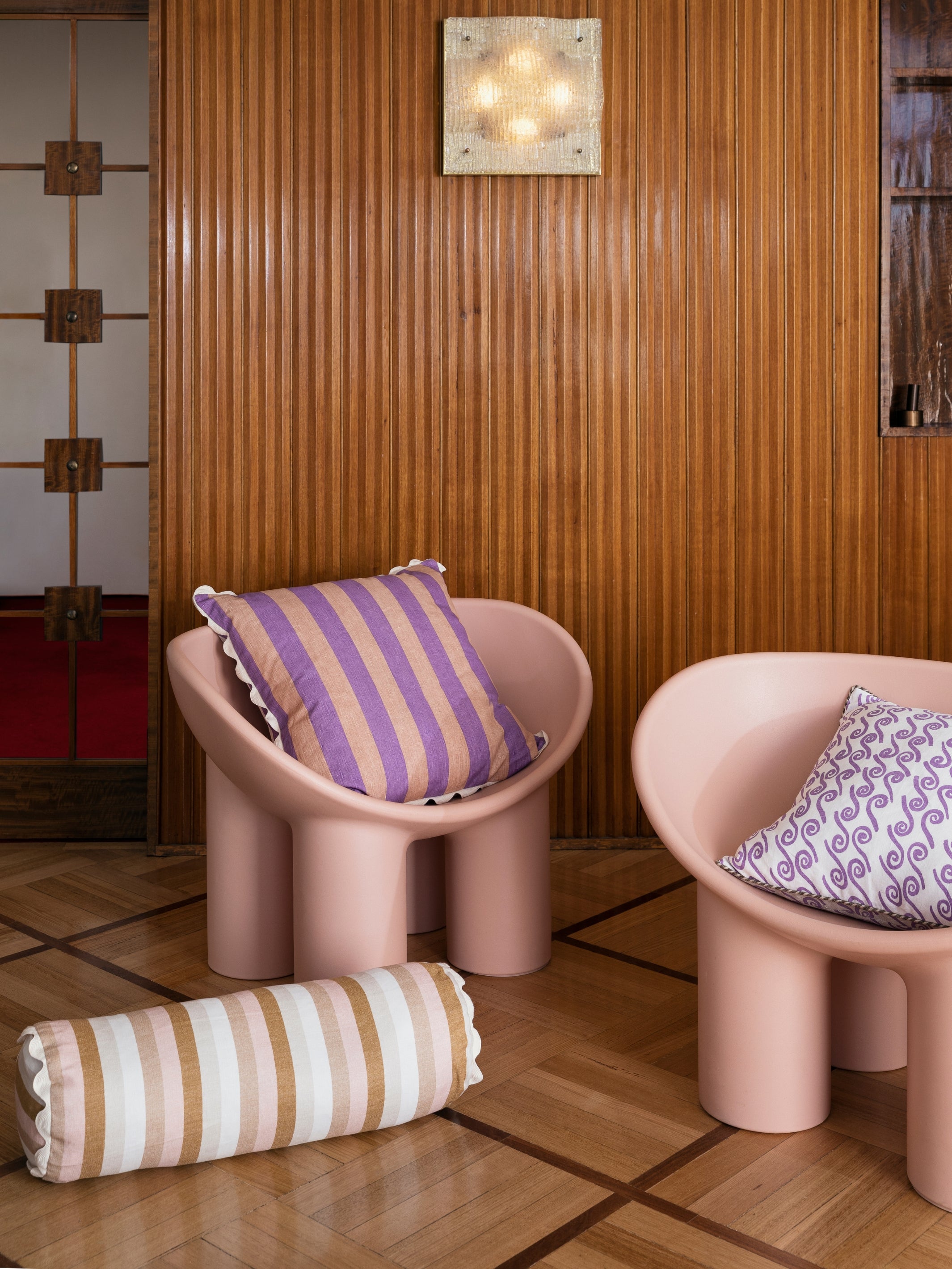 Bold Stripe Lilac Peach Cushion | Cushions Online | Bonnie & Neil