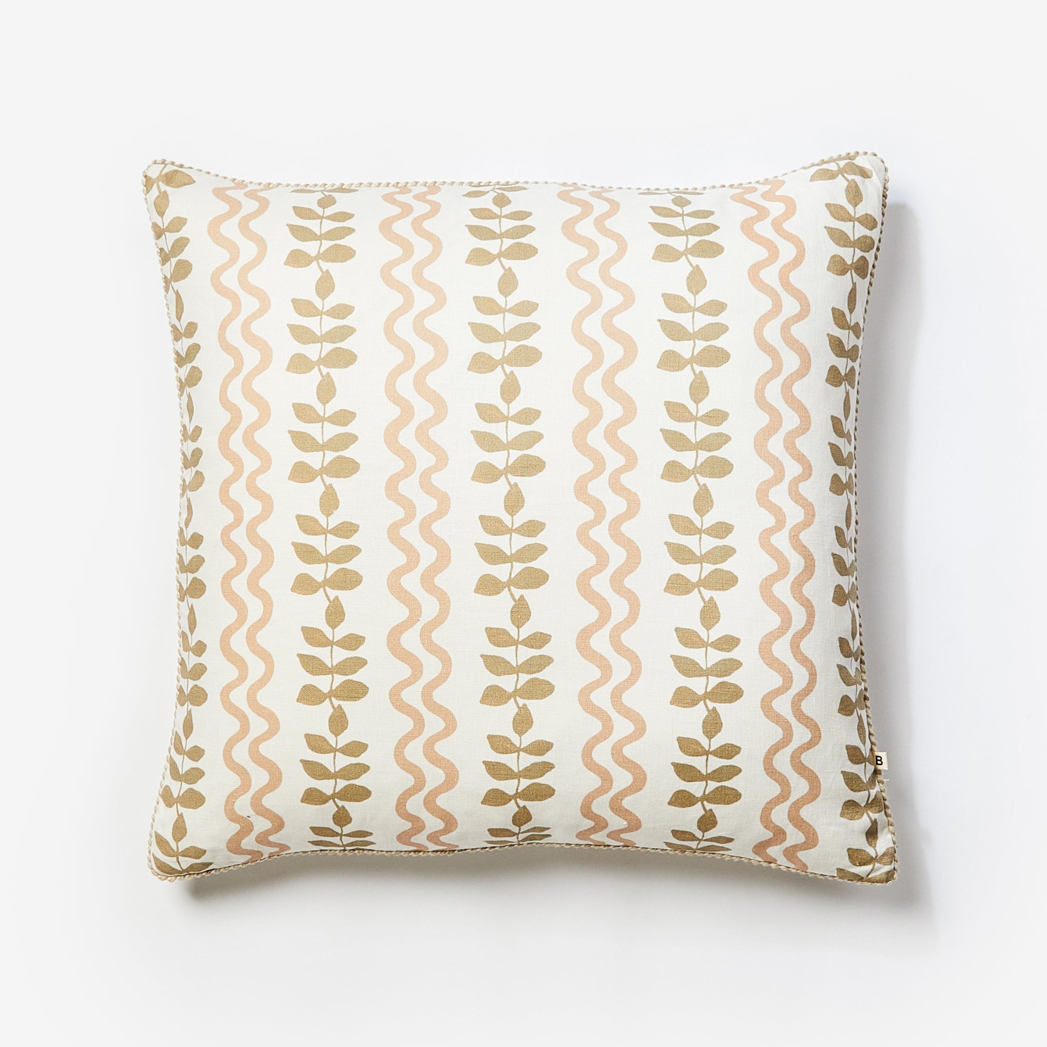 Ferns & Waves Buff 60cm Cushion | Light Pattern Cushion