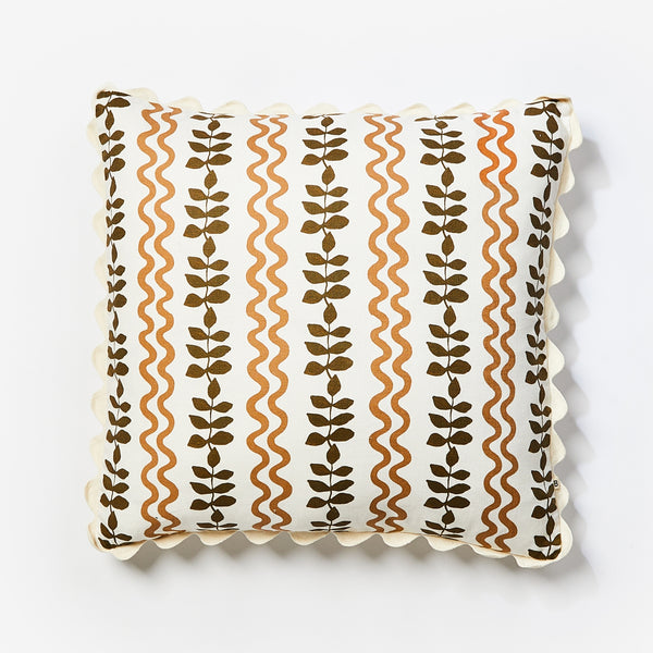 Ferns & Waves Cocoa 60cm Cushion