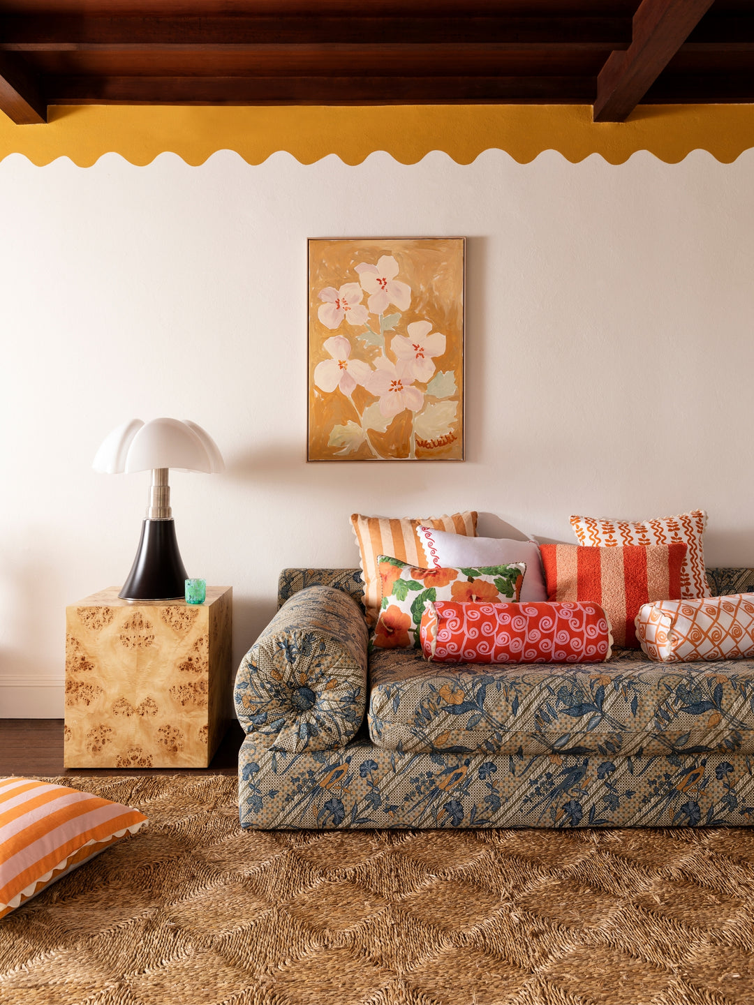 Bold Stripe Orange Pink Cushion