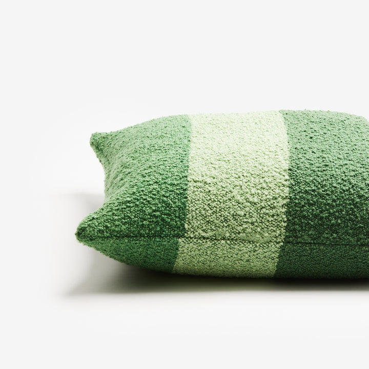 Wide Stripe Green 60cm Boucle Cushion Detail | Striped Cushion