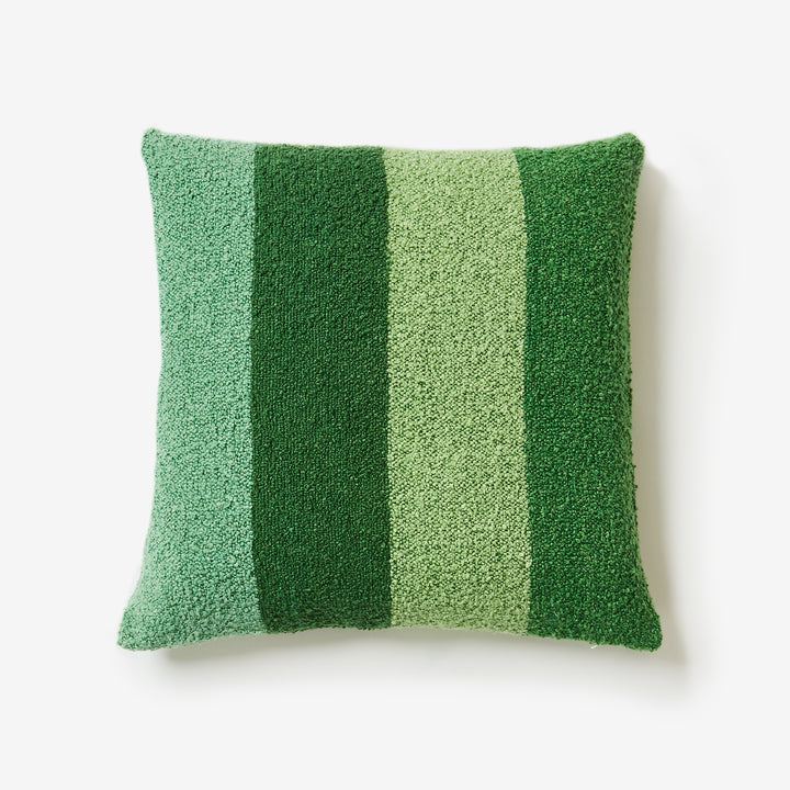 Wide Stripe Green 60cm Boucle Cushion Front | Striped Cushion