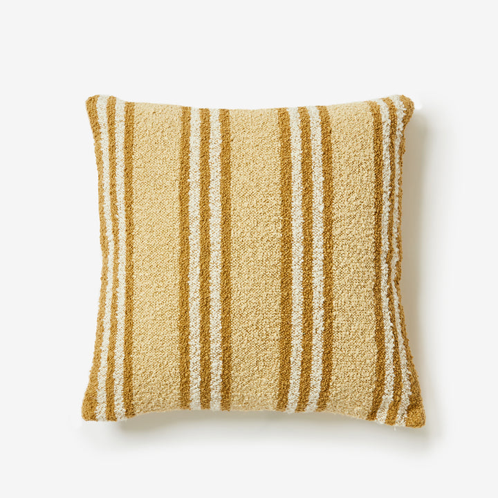 Trio Stripe Ivory Sand 60cm Boucle Cushion Front | Beige & Cream Striped Cushion