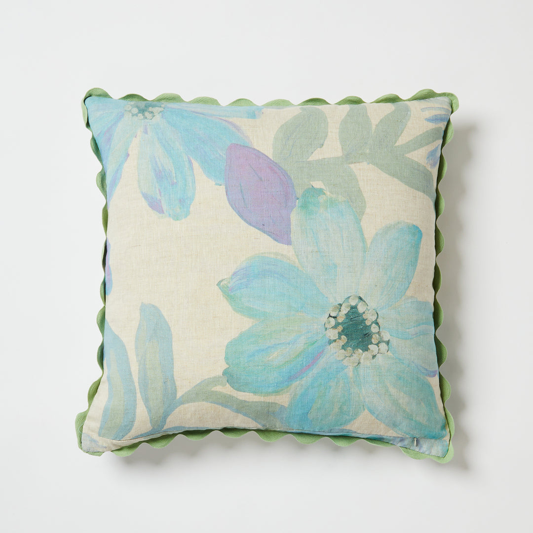 Cornflower Blue 60cm Linen Cushion Back | Blue Floral Cushion
