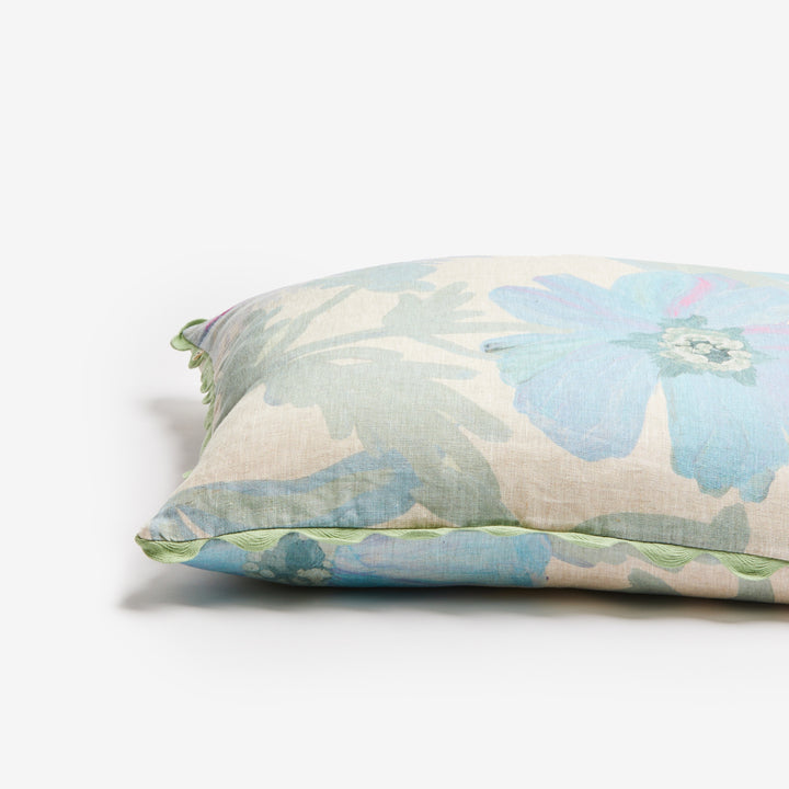 Cornflower Blue 60cm Linen Cushion Detail | Blue Floral Cushion