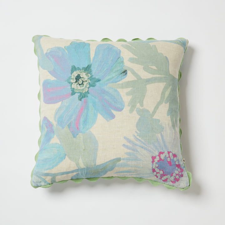 Cornflower Blue 60cm Linen Cushion Front | Blue Floral Cushion