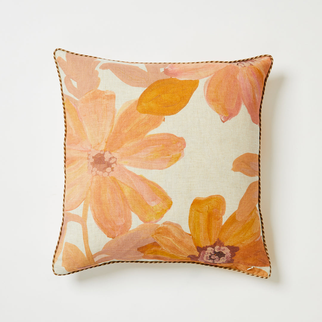 Cornflower Pink 60cm Linen Cushion Back | Pink Floral Cushion