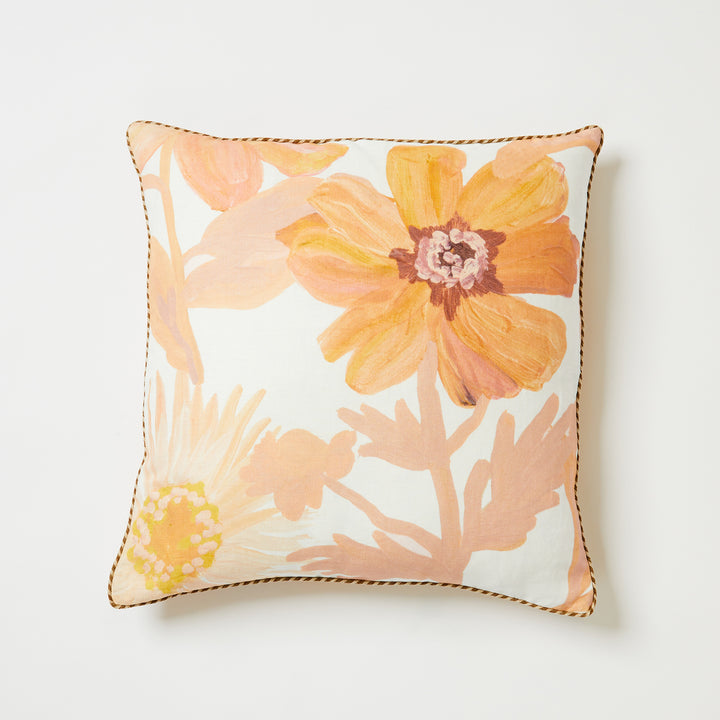 Cornflower Pink 60cm Linen Cushion Front | Pink Floral Cushion