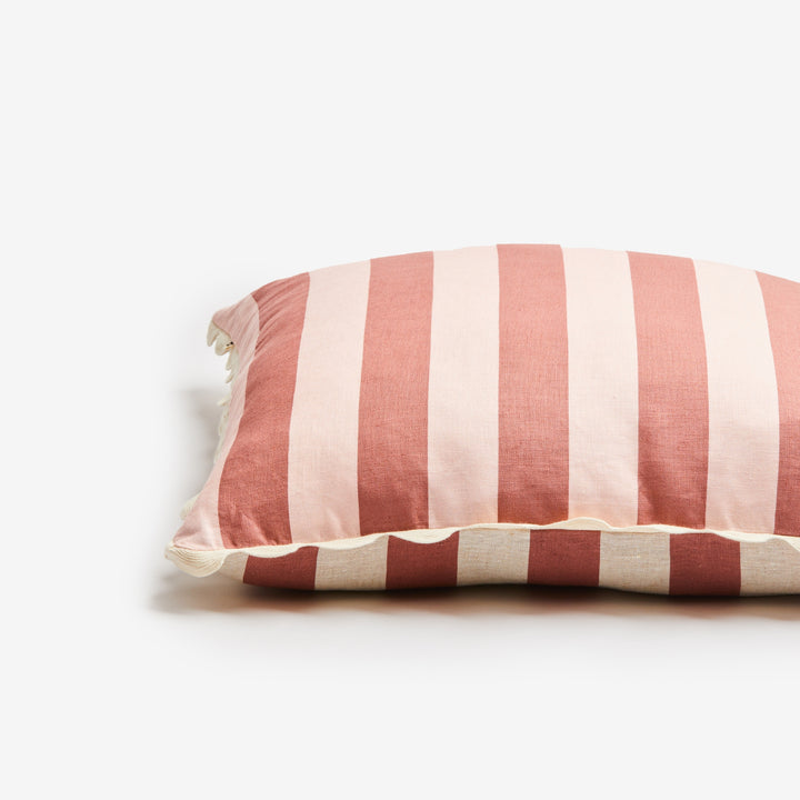 Bold Stripe Berry Pink 60cm Cushion Detail | Pink Striped Cushion