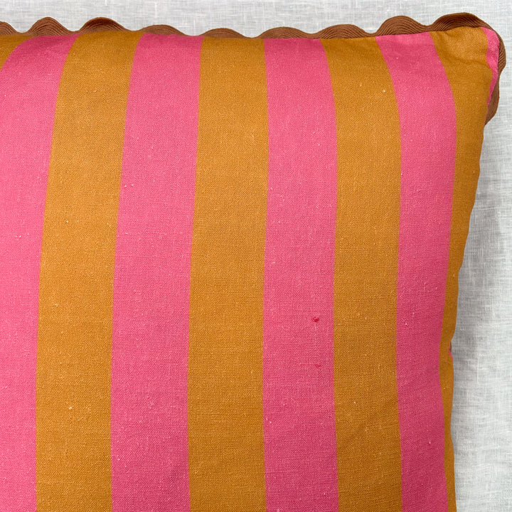 Bold Stripe Tan Pink Cushion - Almost Perfect