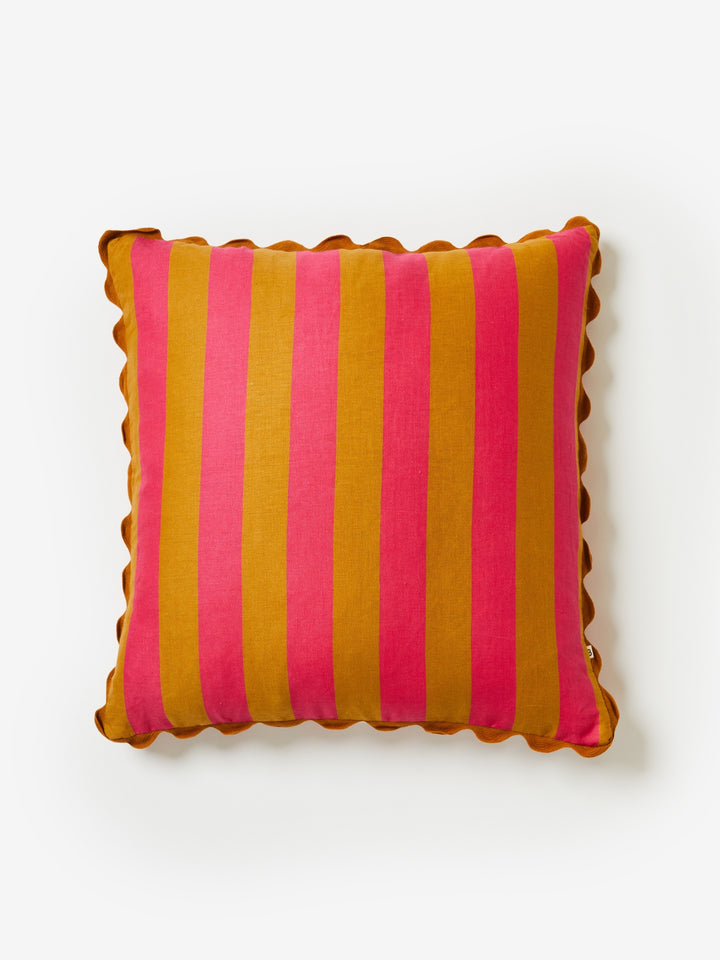 Bold Stripe Tan Pink Cushion
