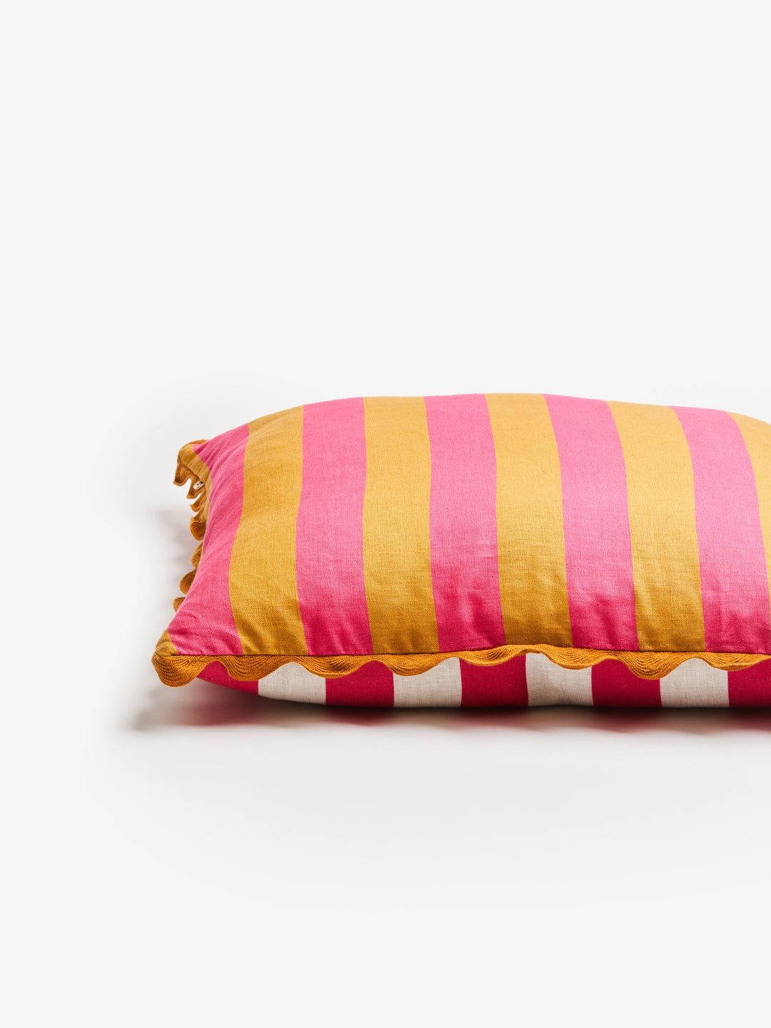 Bold Stripe Tan Pink Cushion - Almost Perfect
