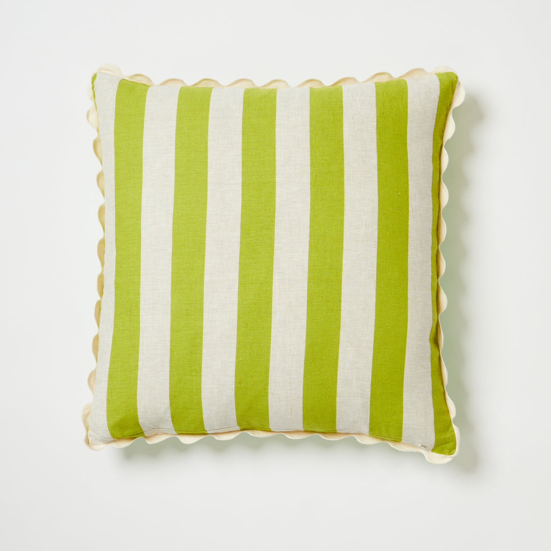 Bold Stripe Citron Jade 60cm Cushion Back | Green Striped Cushion