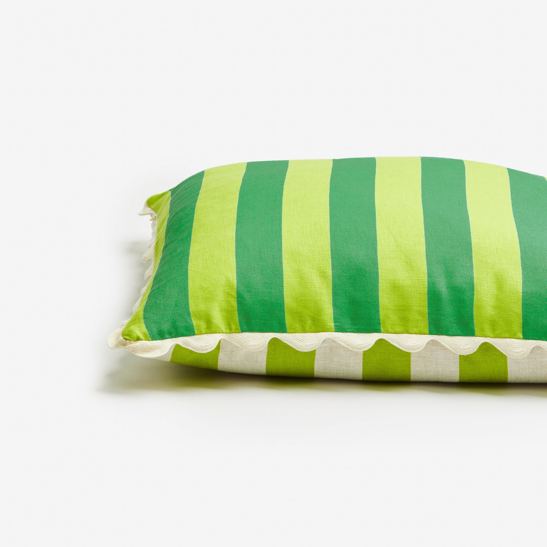 Bold Stripe Citron Jade 60cm Cushion Detail | Green Striped Cushion
