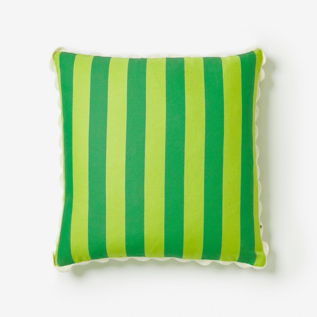 Bold Stripe Citron Jade 60cm Cushion Front | Green Striped Cushion