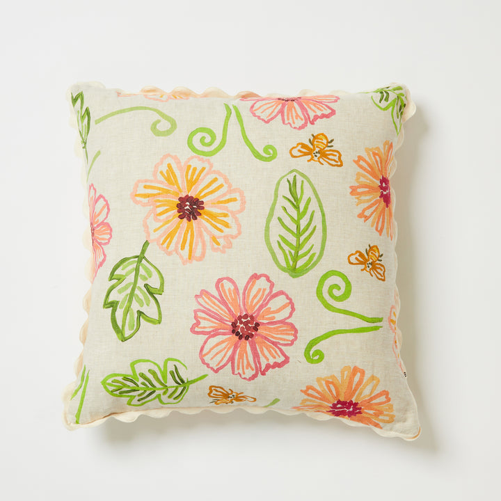 Tendril Multi 60cm Linen Cushion Front | Multicoloured Floral Cushion