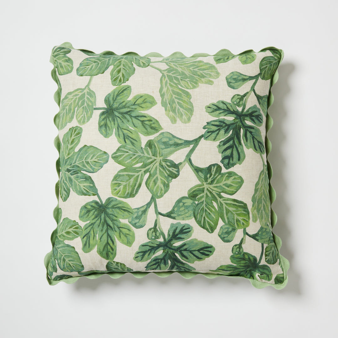 Fig Green 60cm Linen Cushion Back | Green Fruit Cushion