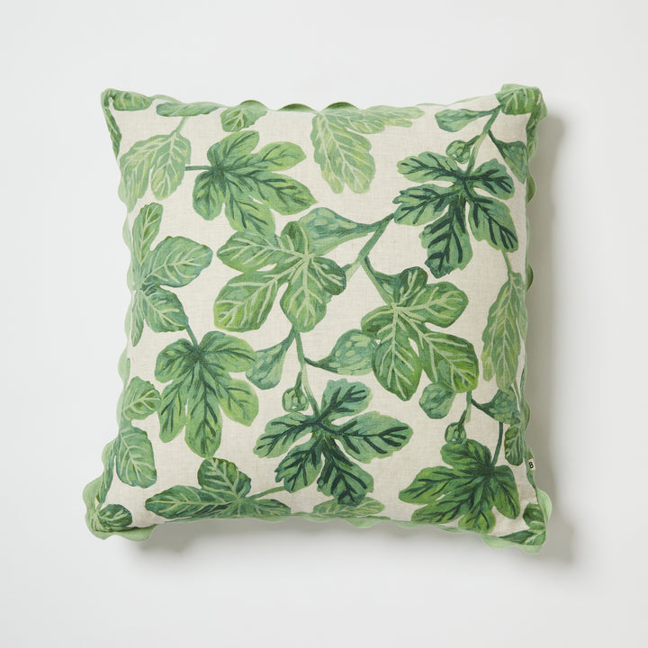 Fig Green 60cm Linen Cushion Front | Green Fruit Cushion