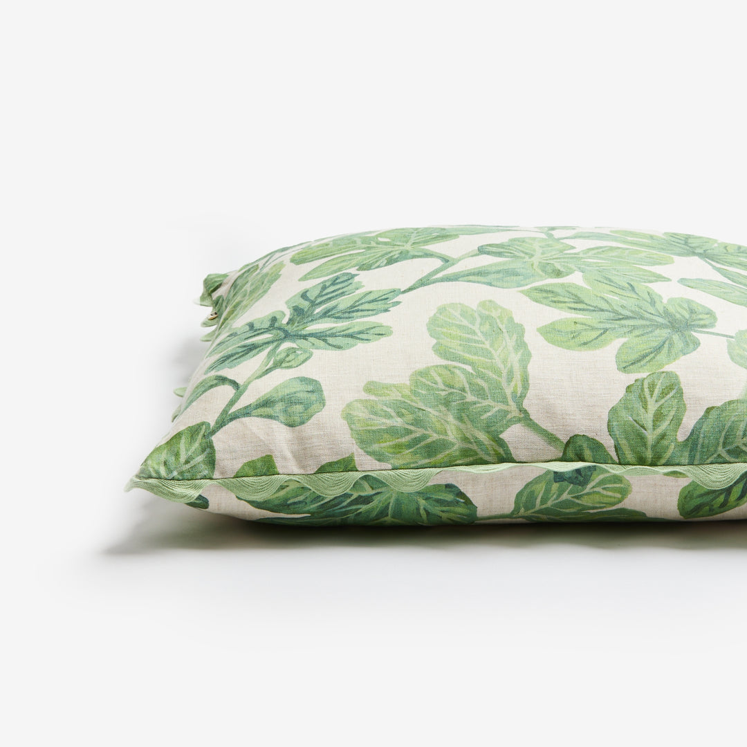 Fig Green 60cm Linen Cushion Detail | Green Fruit Cushion