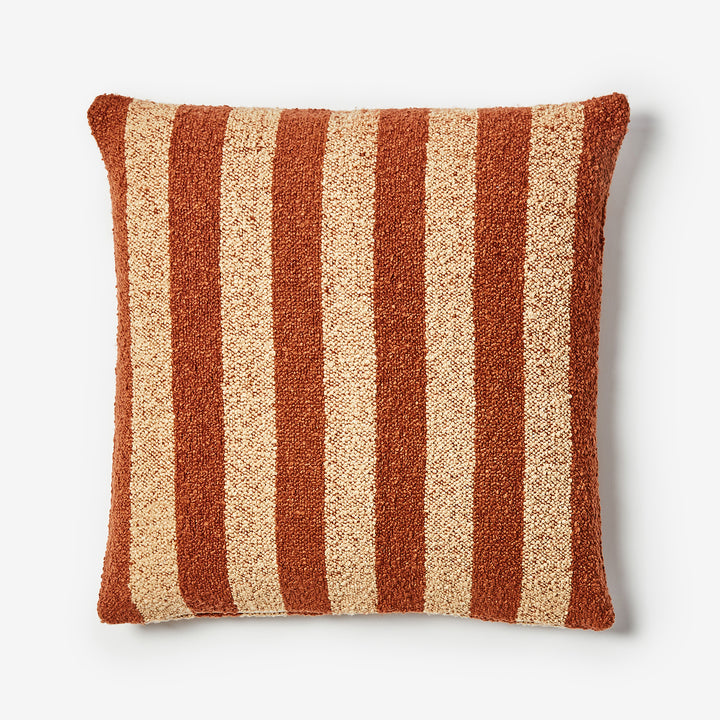 Boucle Stripe Chocolate 60cm Cushion Front | Brown Striped Cushion