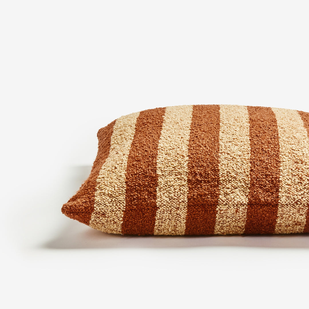 Boucle Stripe Chocolate 60cm Cushion Detail | Brown Striped Cushion