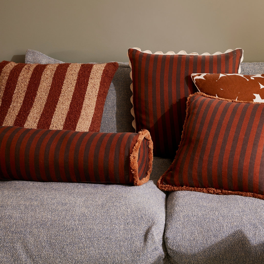 Boucle Stripe Chocolate Cushion | Indoor Cushions