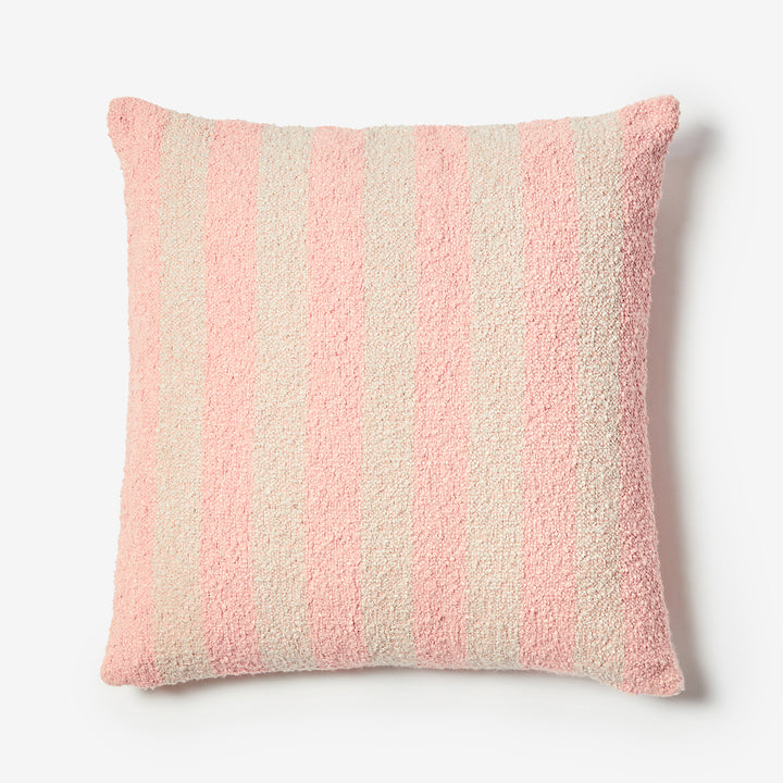 Boucle Stripe Soft Pink 60cm Cushion Front | Pink Striped Cushion