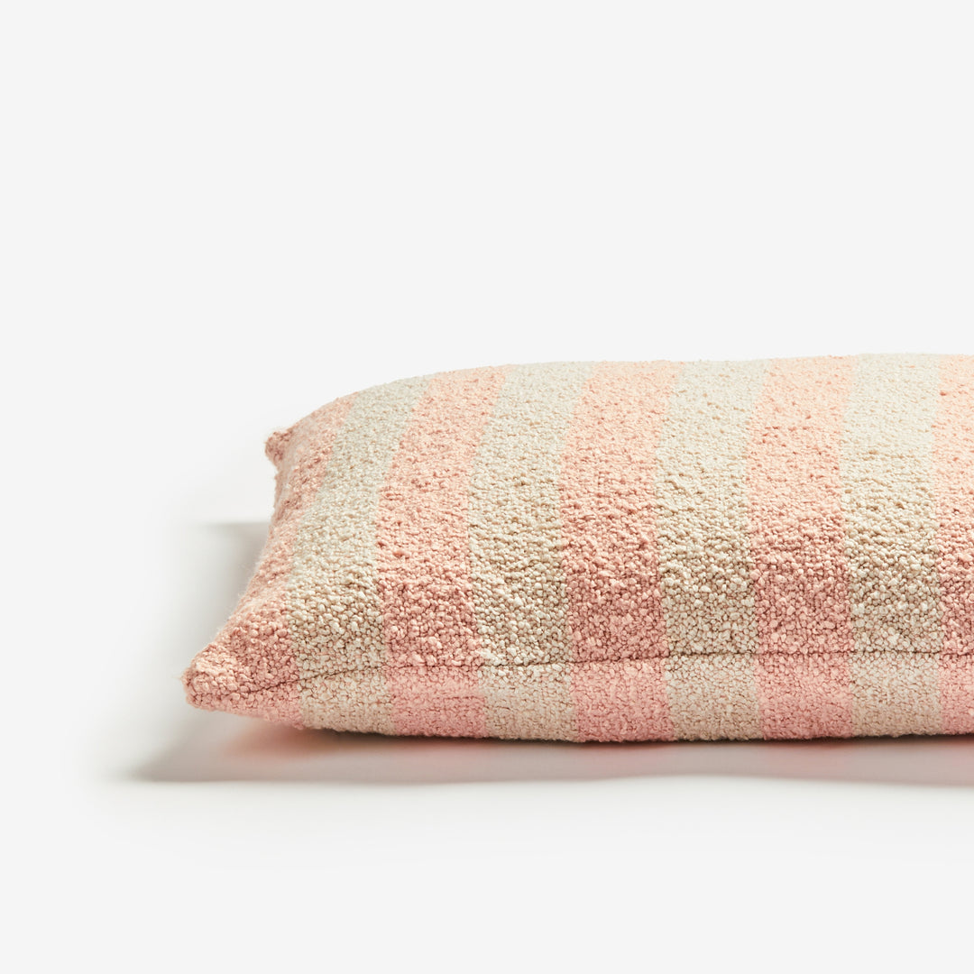 Boucle Stripe Soft Pink 60cm Cushion Detail | Pink Striped Cushion