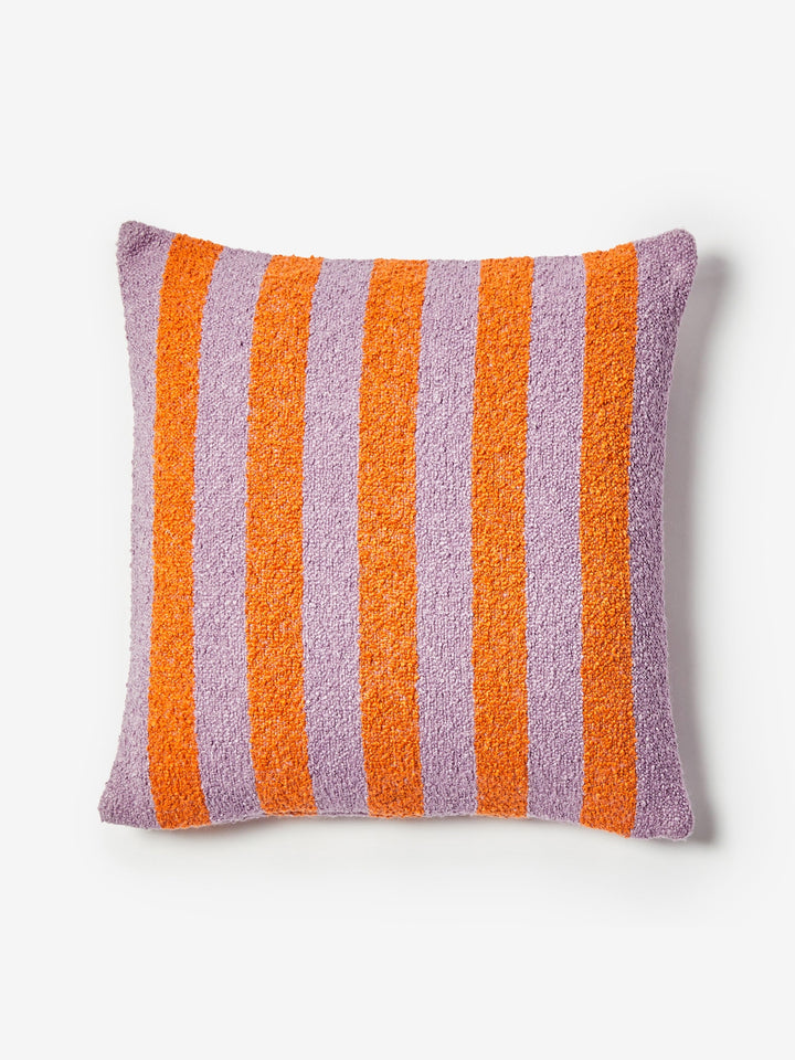 Boucle Stripe Orange Lilac Cushion