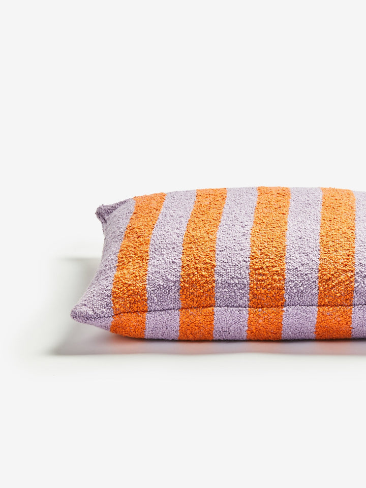Boucle Stripe Orange Lilac Cushion