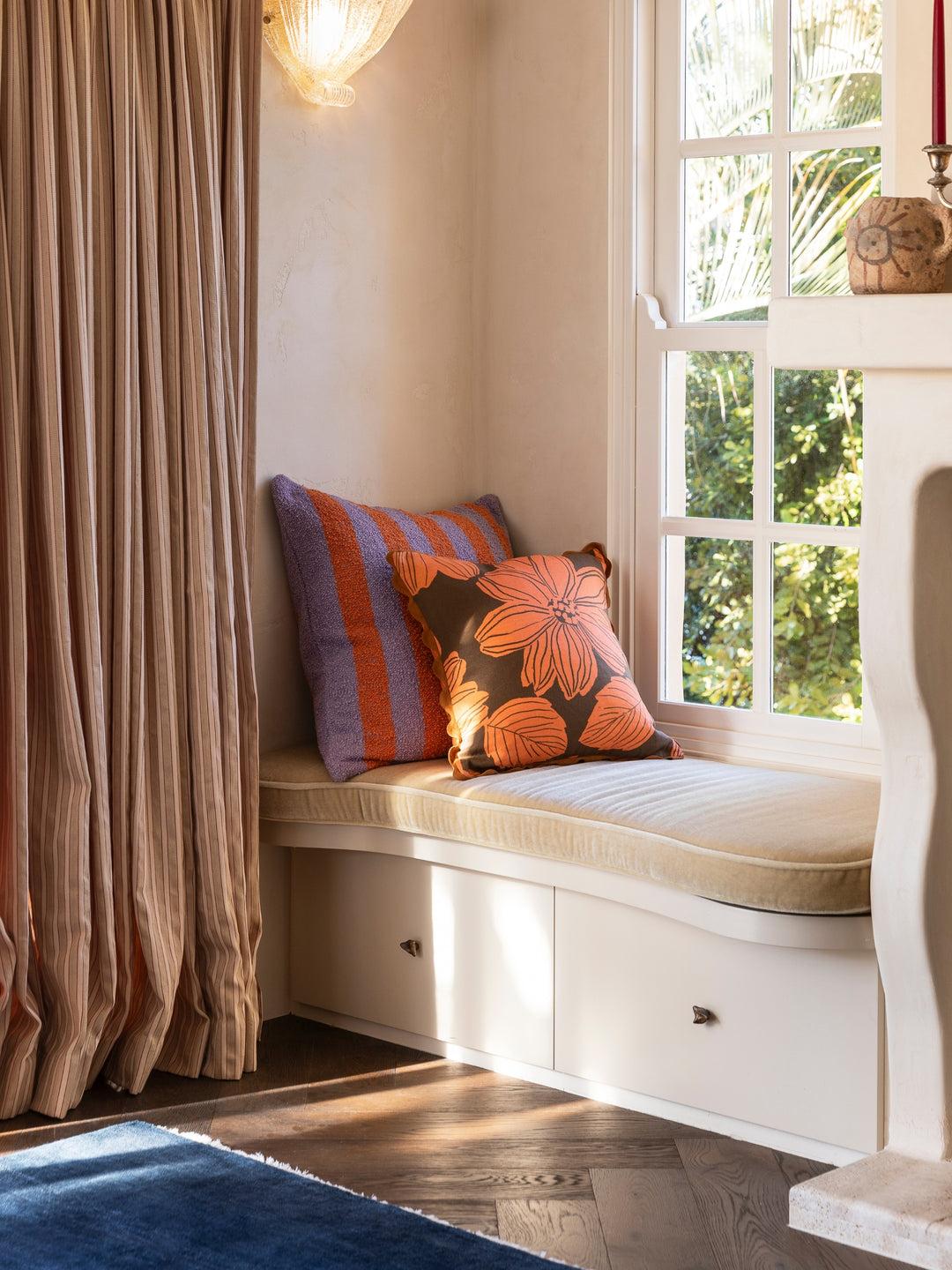 Boucle Stripe Orange Lilac Cushion