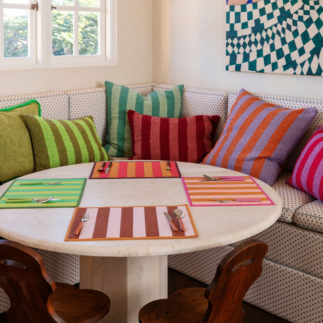 Boucle Stripe Orange Lilac Cushion