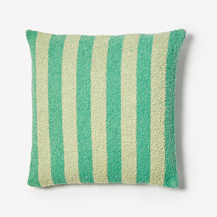 Boucle Stripe Mint 60cm Cushion Front | Mint Green Striped Cushion