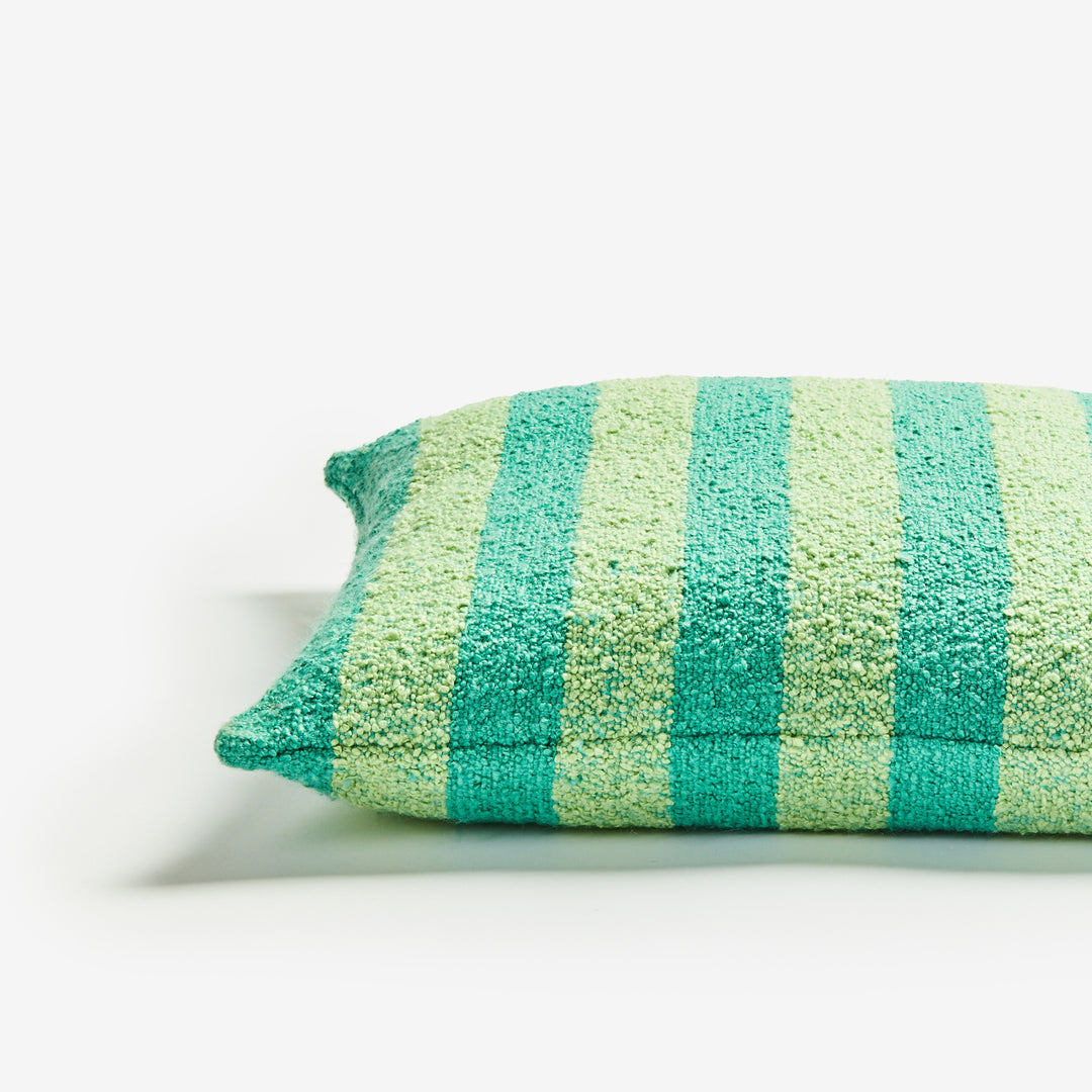 Boucle Stripe Mint 60cm Cushion Detail | Mint Green Striped Cushion