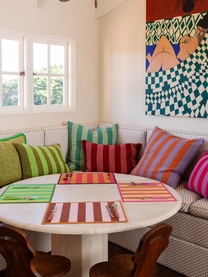 Boucle Stripe Mint Cushion