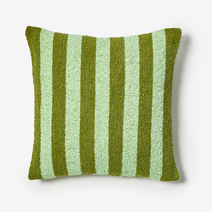 Boucle Stripe Olive 60cm Cushion Front | Olive Green Striped Cushion