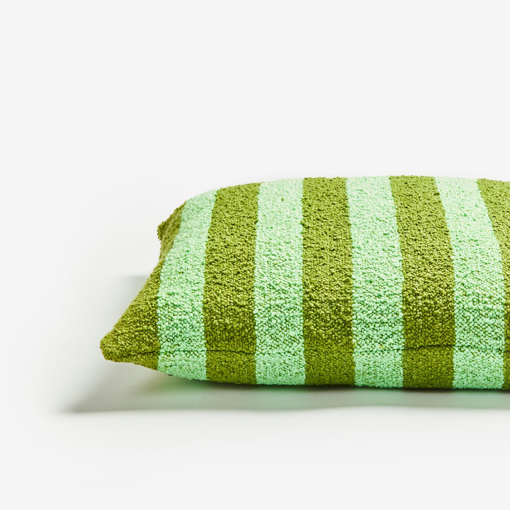 Boucle Stripe Olive 60cm Cushion Detail | Olive Green Striped Cushion