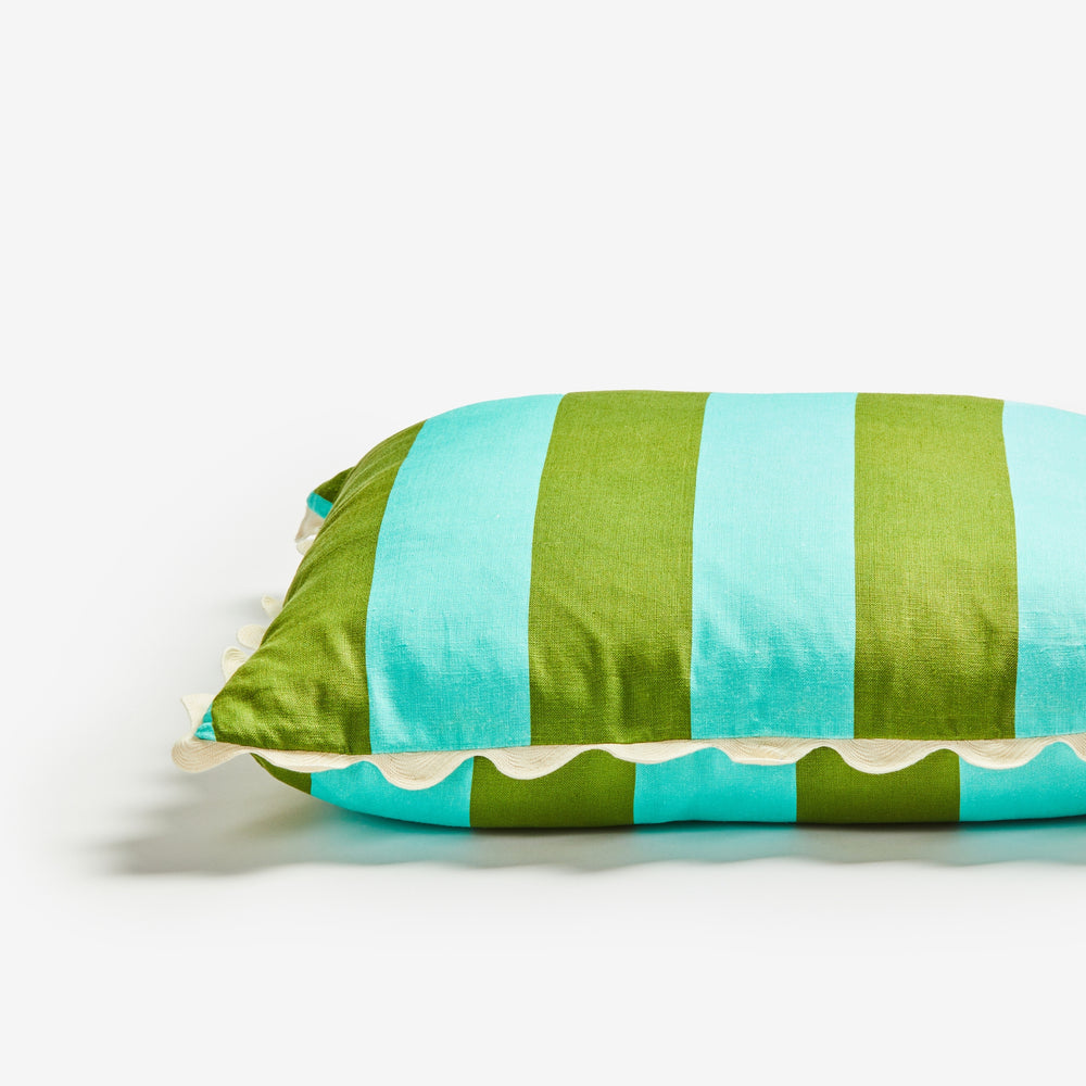 Big Stripe Mint 60cm Cushion Detail | Mint Green Striped Linen Cushion