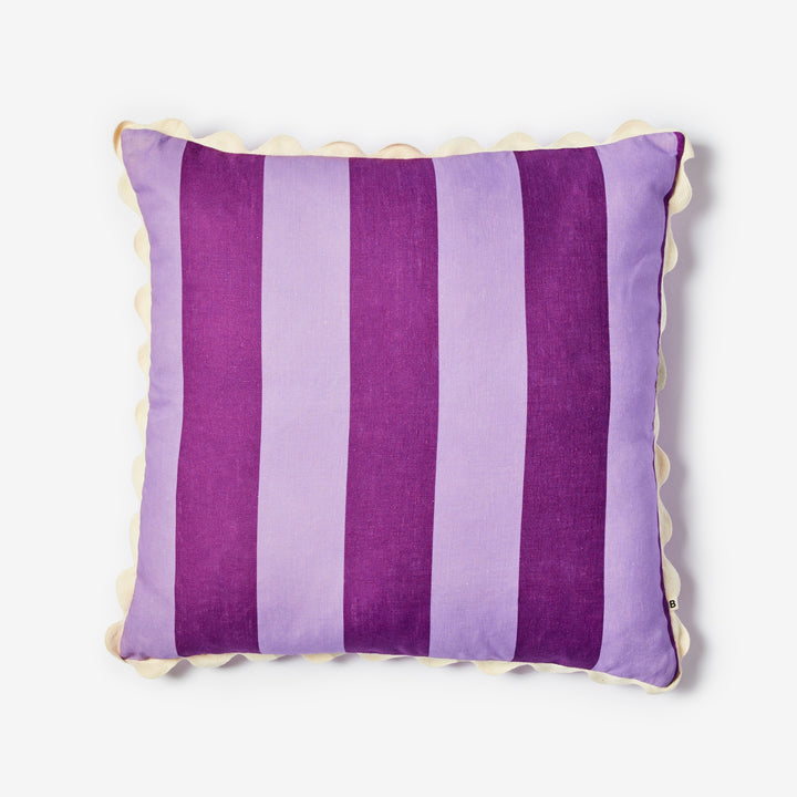 Big Stripe Lilac 60cm Cushion Front | Purple Striped Linen Cushion