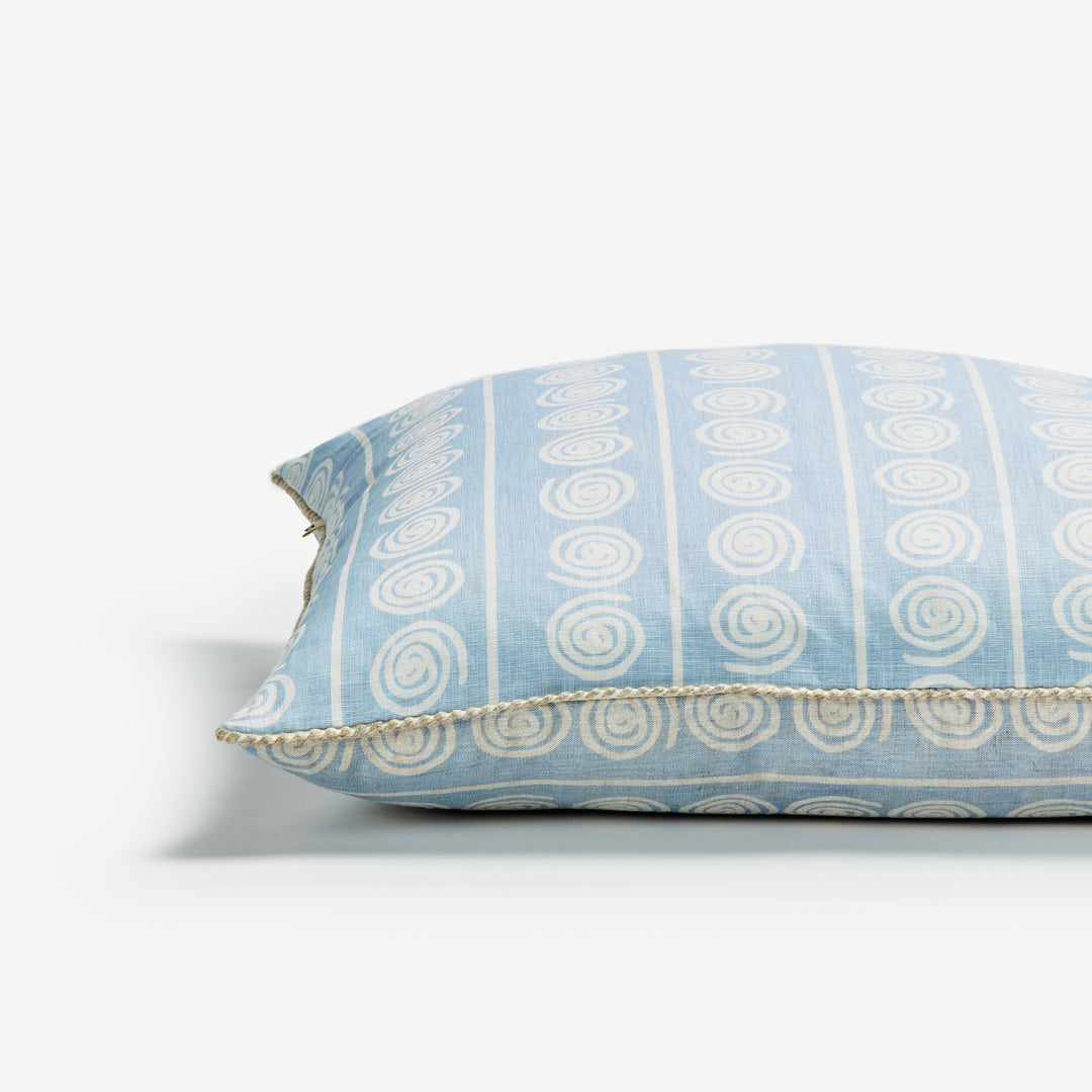 Eden Soft Blue 60cm Cushion Detail | Light Blue Coastal Linen Cushion