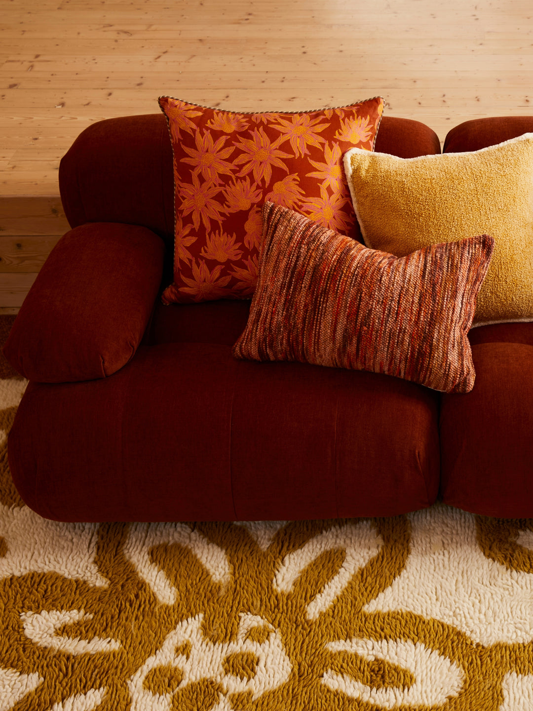 Flannel Flower Tan Cushion